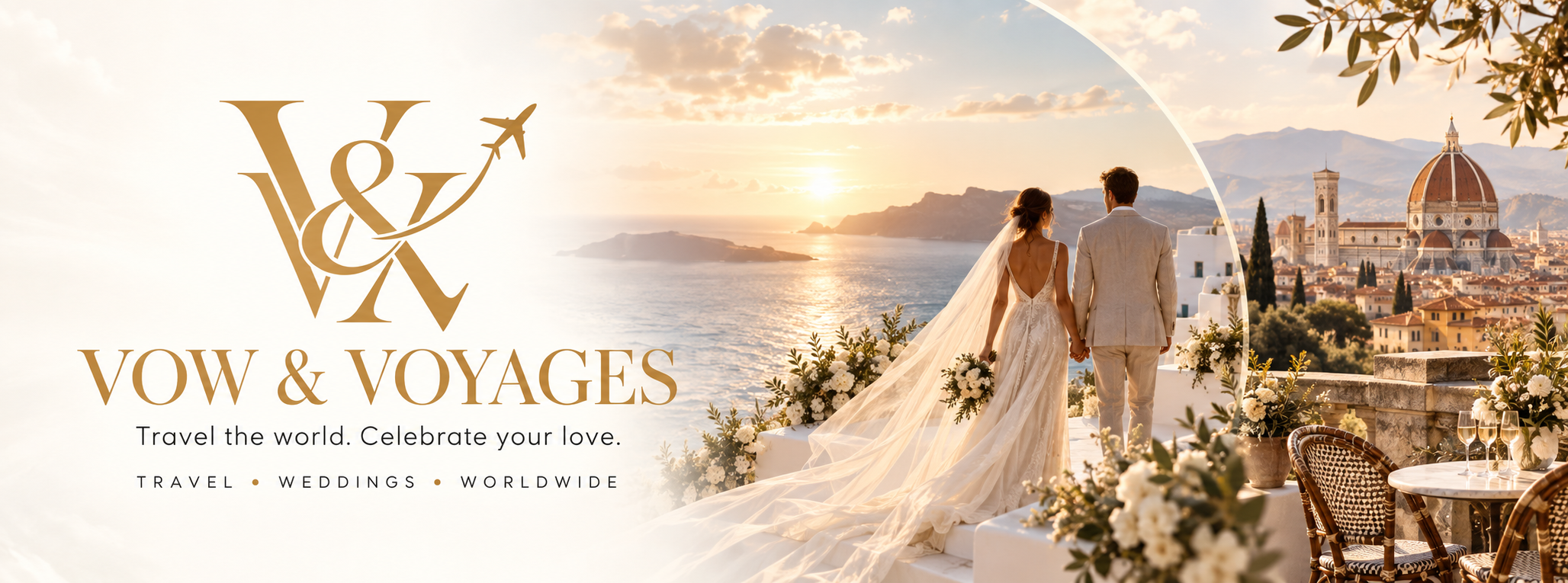Elegant destination wedding overlooking the ocean and Florence